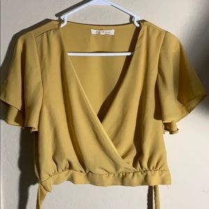 yellow wrap top